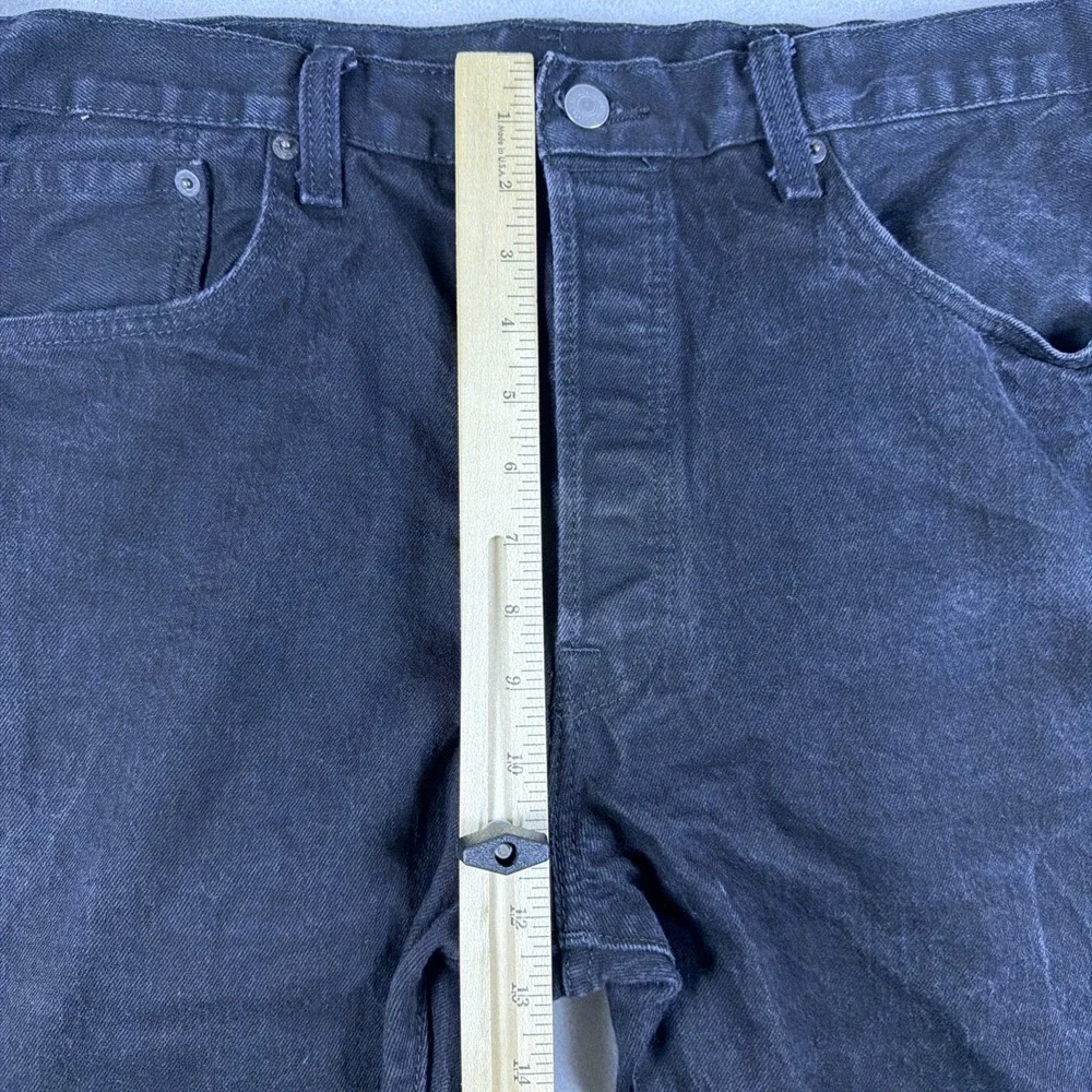 Levis 501 Jeans Mens 38x28 Black Dark Wash Denim Button Fly Straight Original